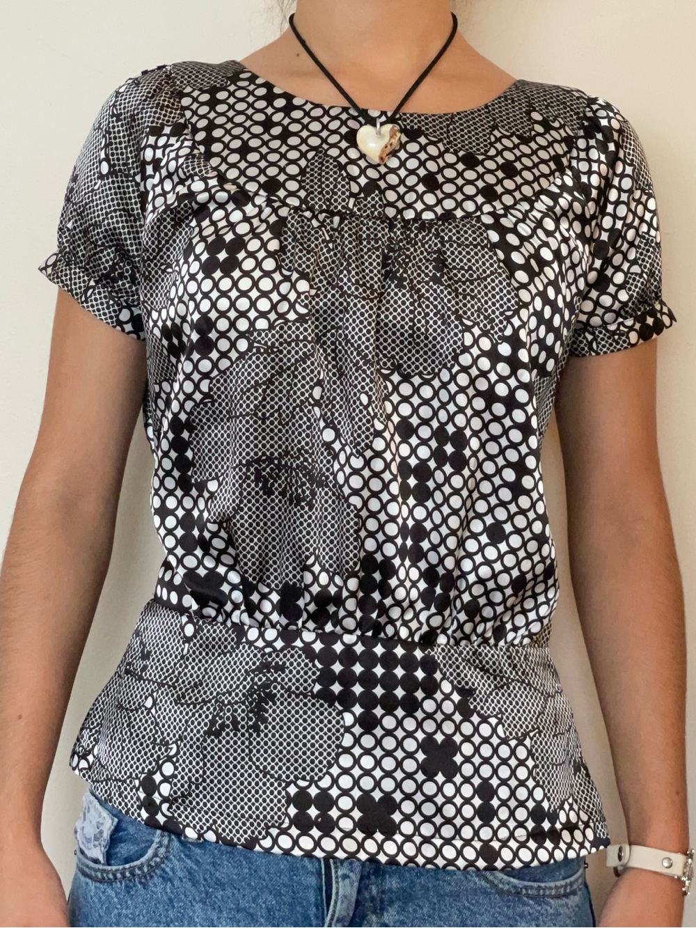 Y2k Rampage Floral Black & White Blouse